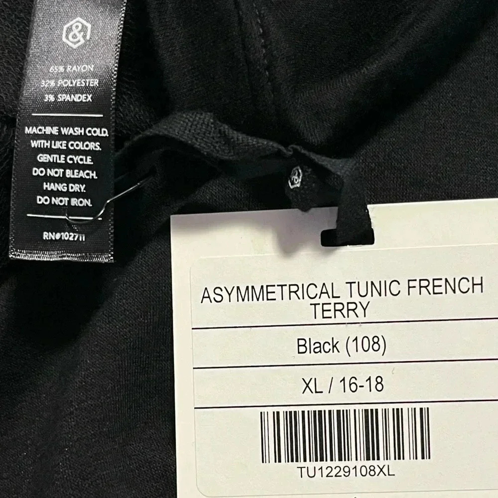 Agnes & Dora Asymmetrical Tunic Black Baby French Terry NWT USA - Picture 4 of 5